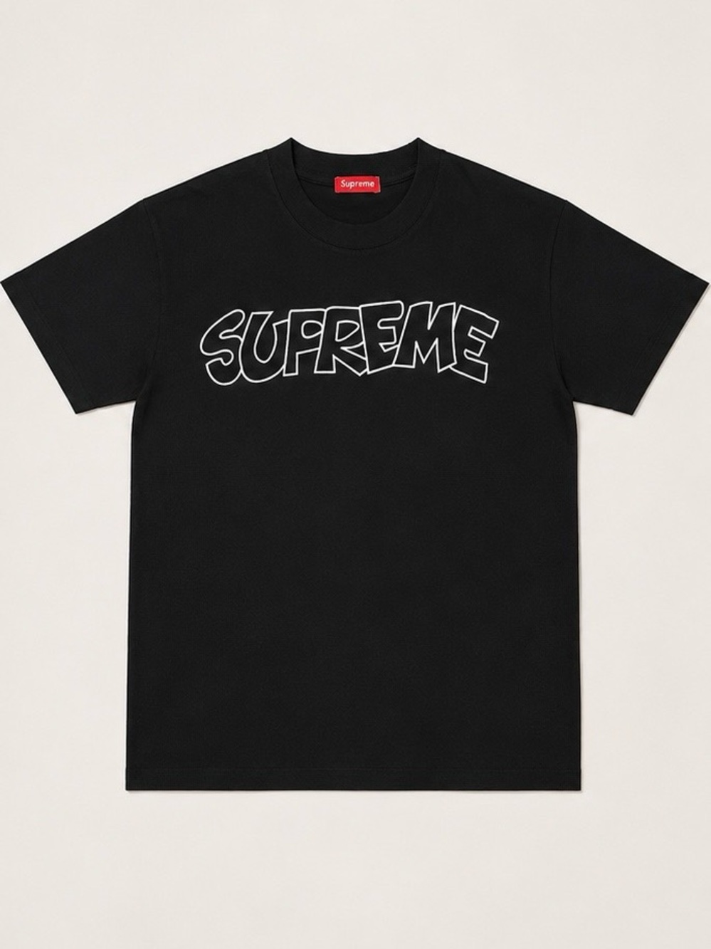 Supreme Black Tee with White Outline Graphic